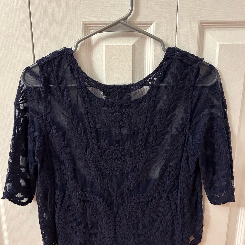 Elegant Navy Lace Top